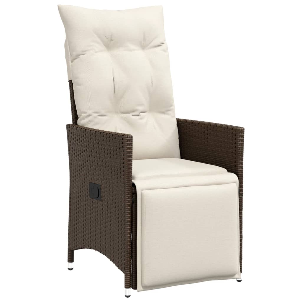 Set Bistrò da Giardino 5 pz con Cuscini in Polyrattan Marrone