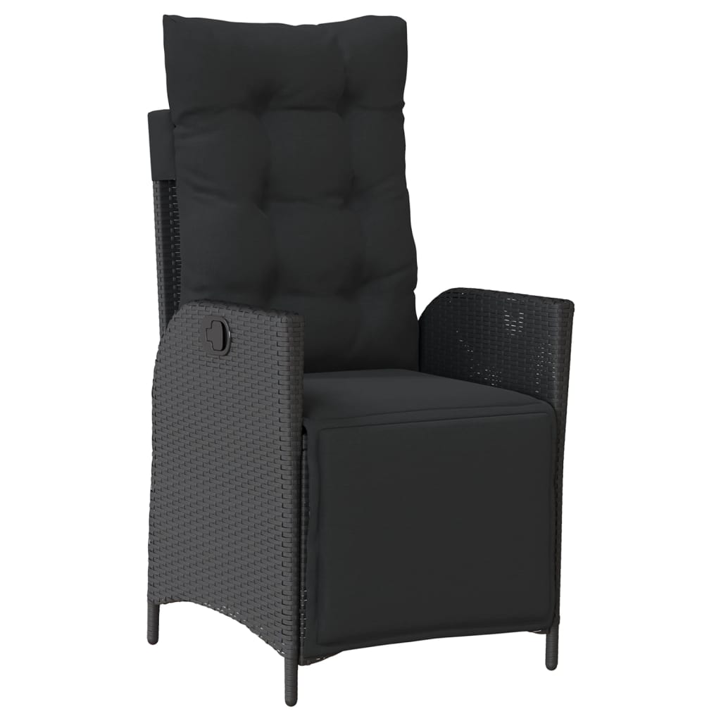 Set da Pranzo da Giardino 4 pz con Cuscini Nero in Polyrattan