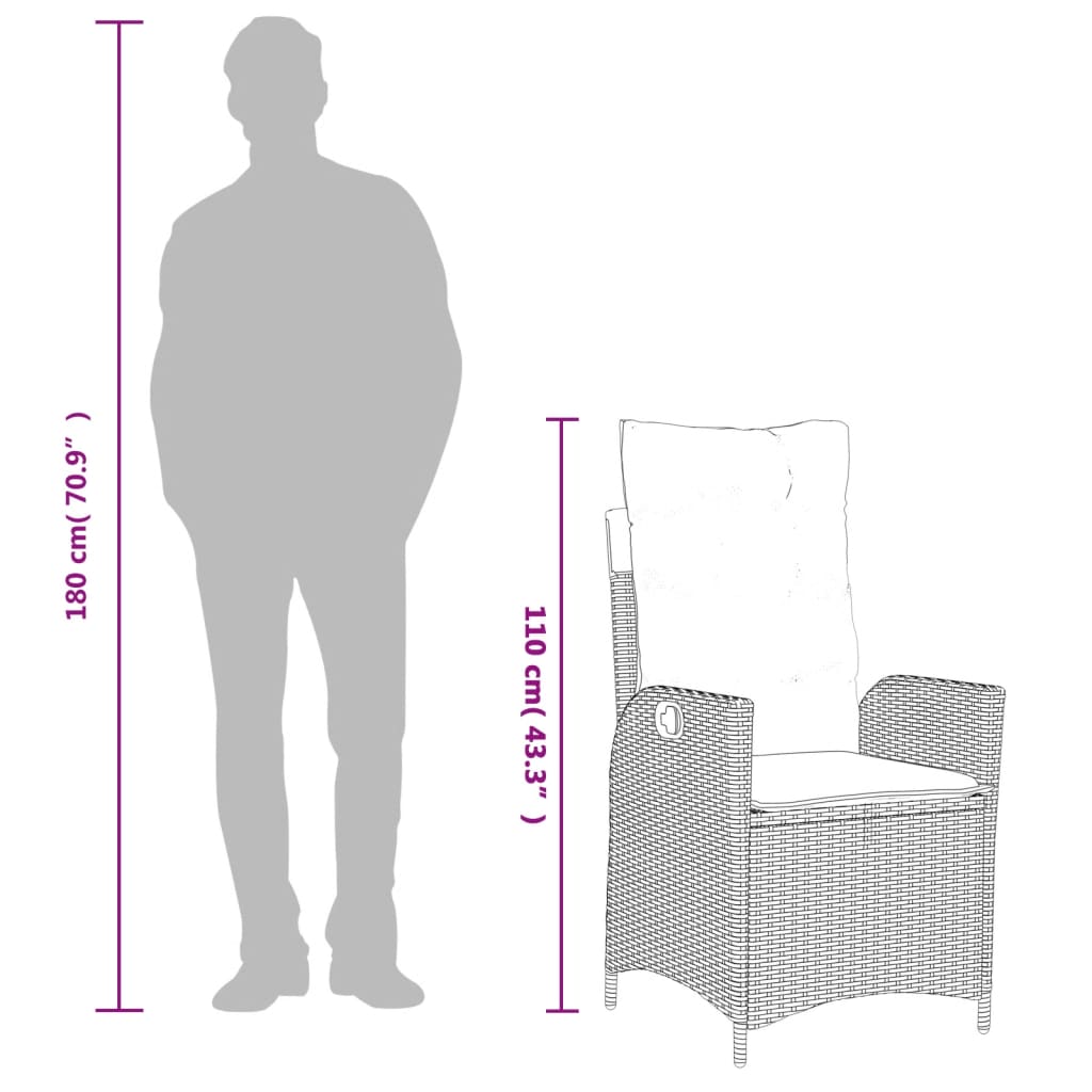 Set da Pranzo da Giardino 4 pz con Cuscini in Polyrattan Grigio