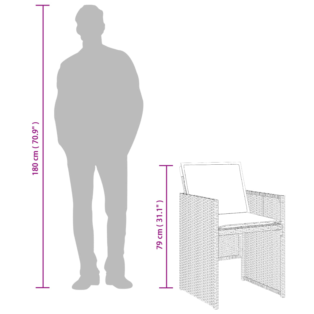 Set da pranzo da giardino da 5 pz con Cuscini Grigio