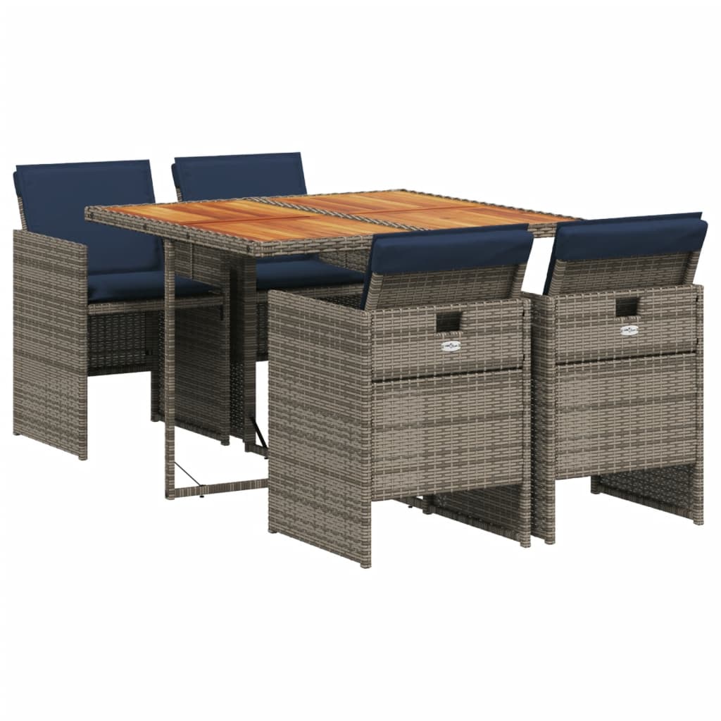 Set da pranzo da giardino da 5 pz con Cuscini Grigio