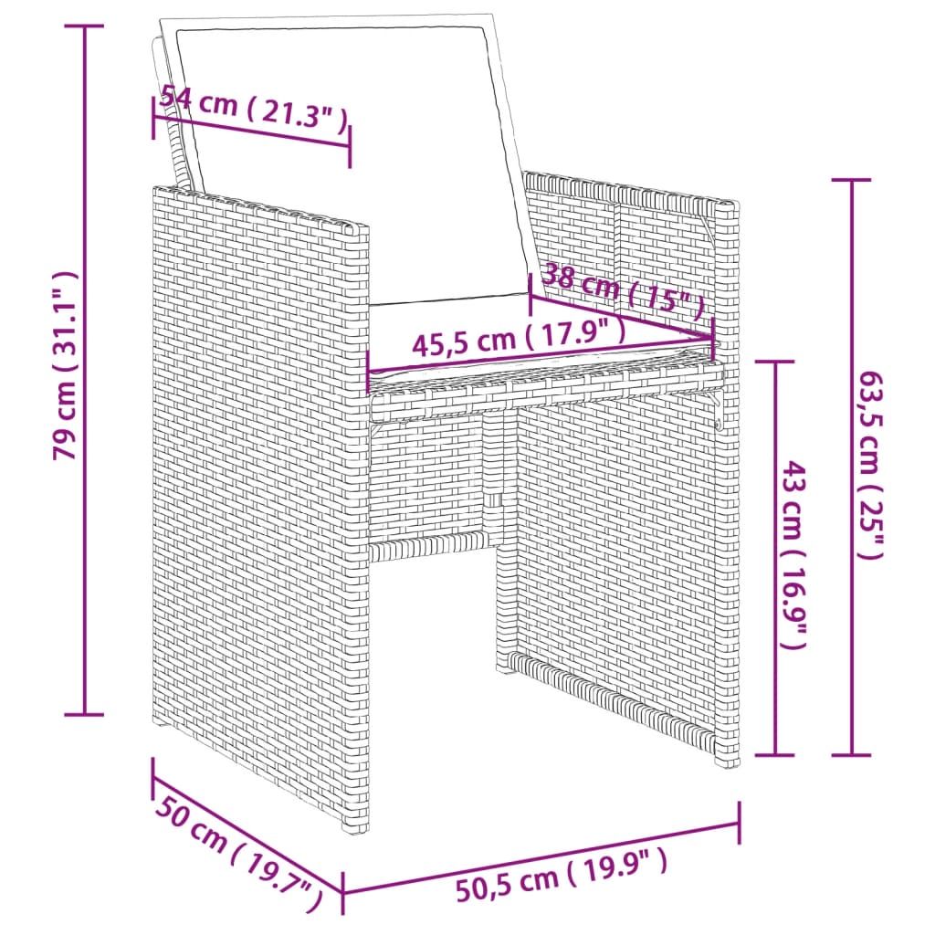 Set da Pranzo da Giardino 11 pz in Rattan PE Grigio