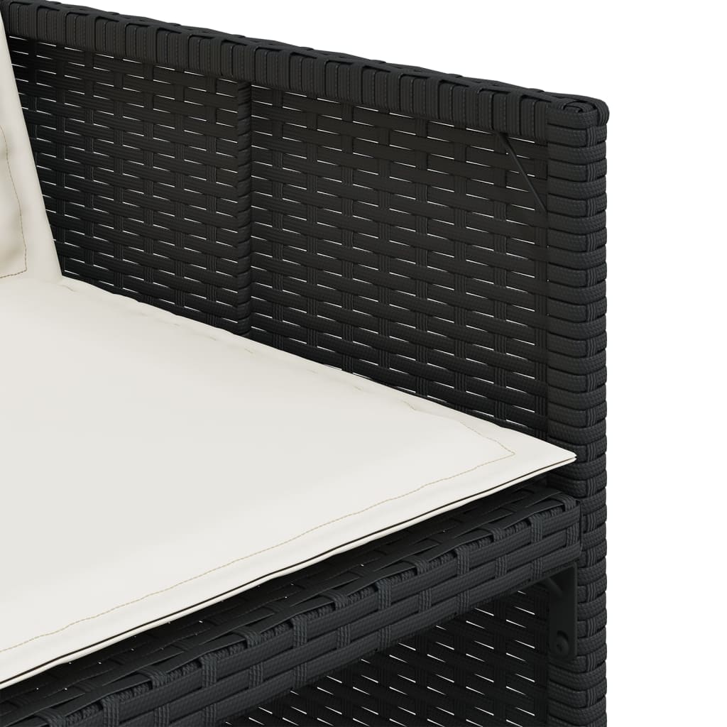 Set da pranzo nero per giardino in polyrattan con vetro