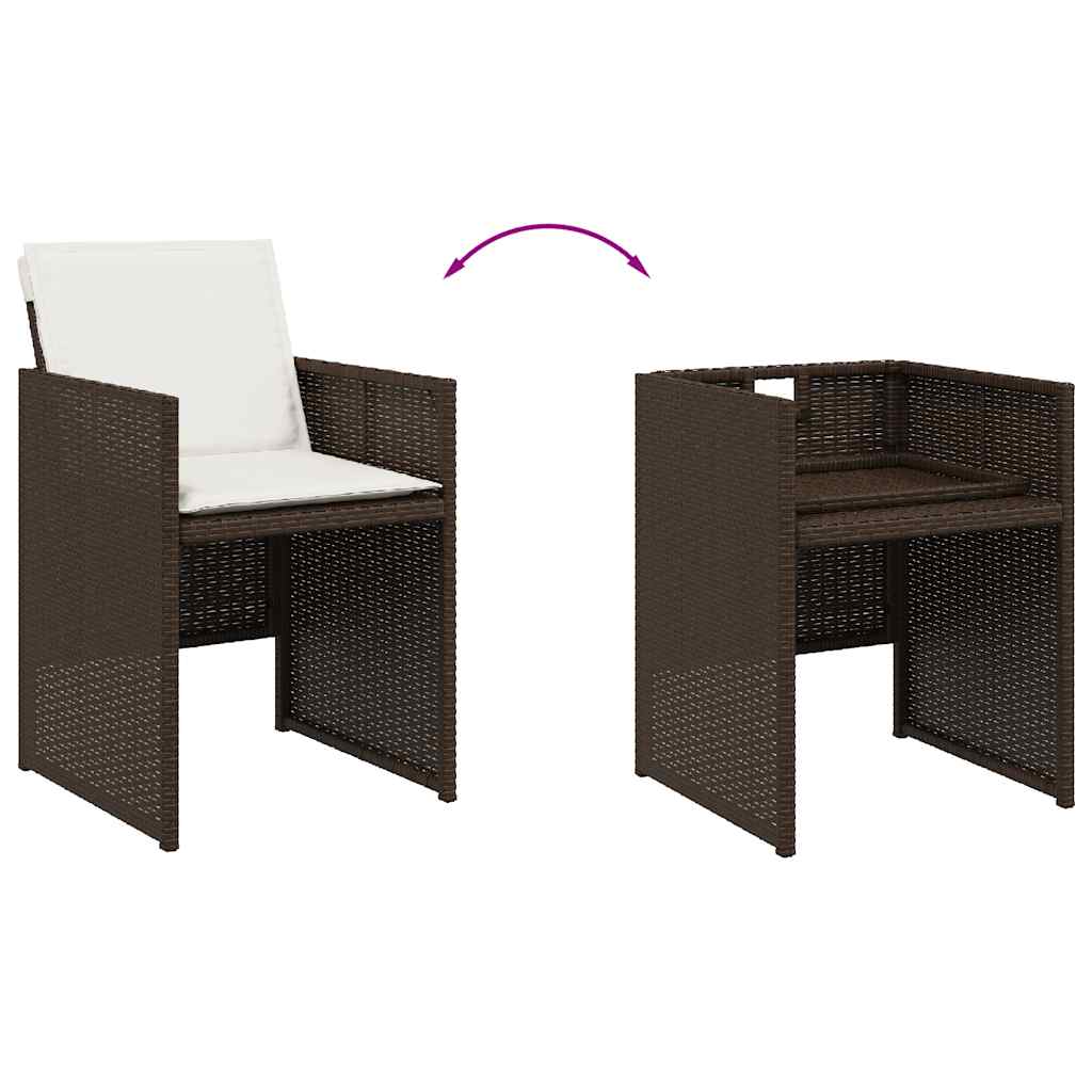 Set da pranzo da giardino 9 pz in polyrattan marrone