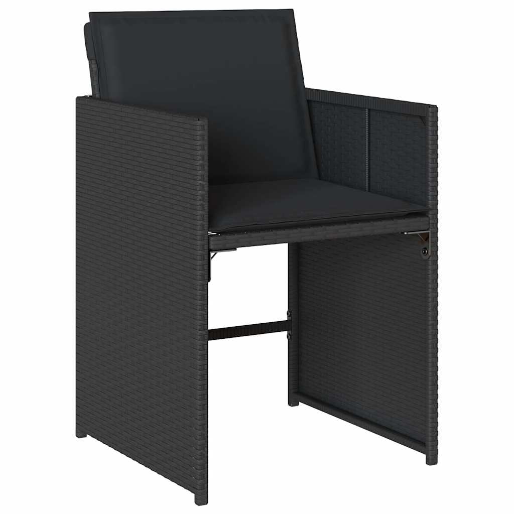 Set Pranzo Giardino 6 Sedie Nero Rattan PE e Vetro
