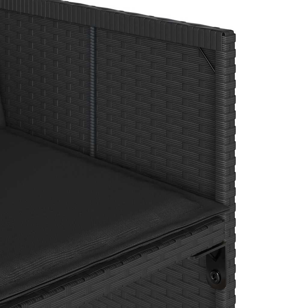 Set Pranzo Giardino 6 Sedie Nero Rattan PE e Vetro