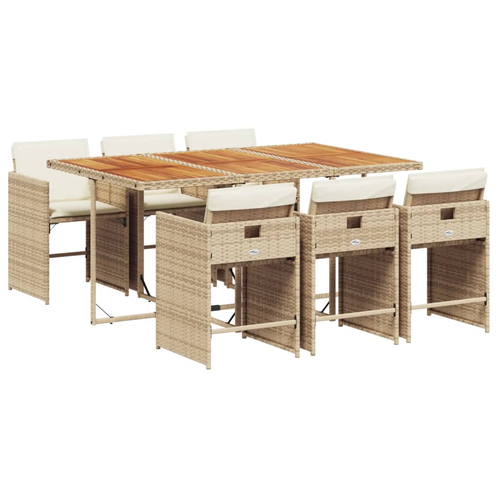 Set pranzo da giardino 6 sedie in rattan PE beige
