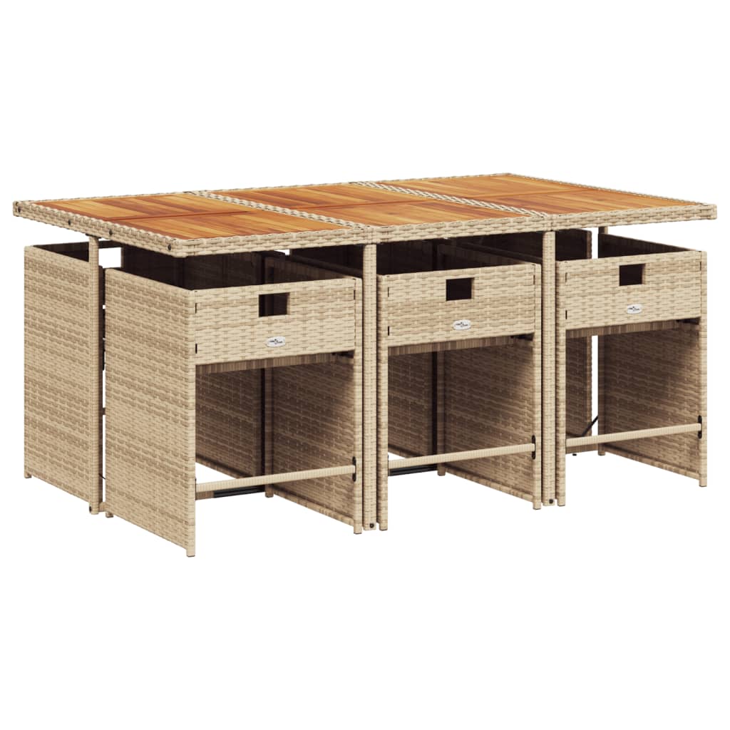 Set pranzo da giardino 6 sedie in rattan PE beige