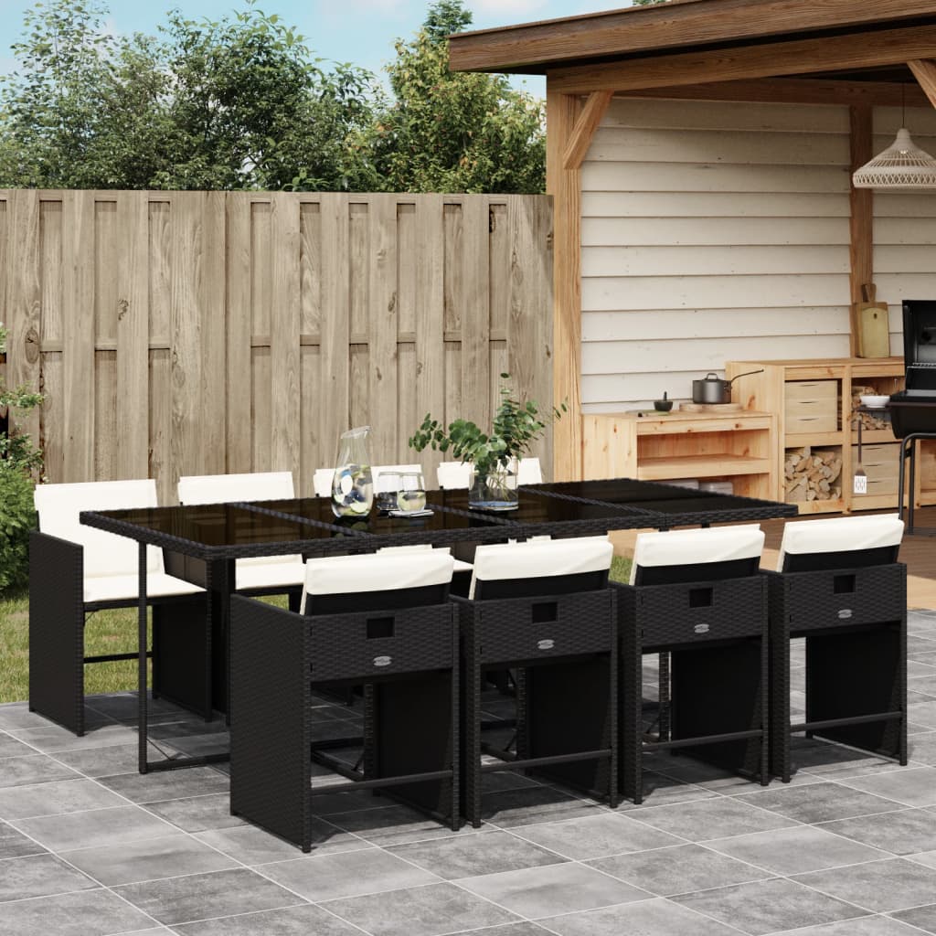 Set da Pranzo da Giardino 8 Persone Polyrattan Nero