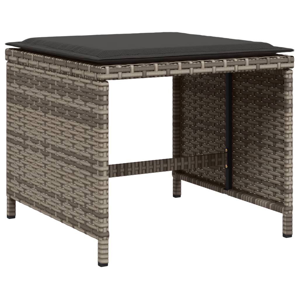 Set pranzo giardino 9 pz in polyrattan grigio con cuscini