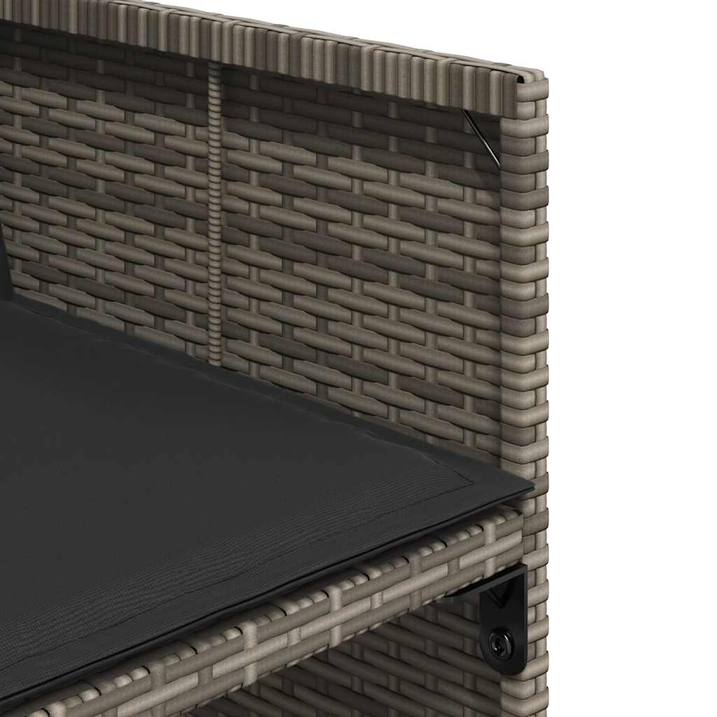 Set pranzo giardino 9 pz in polyrattan grigio con cuscini