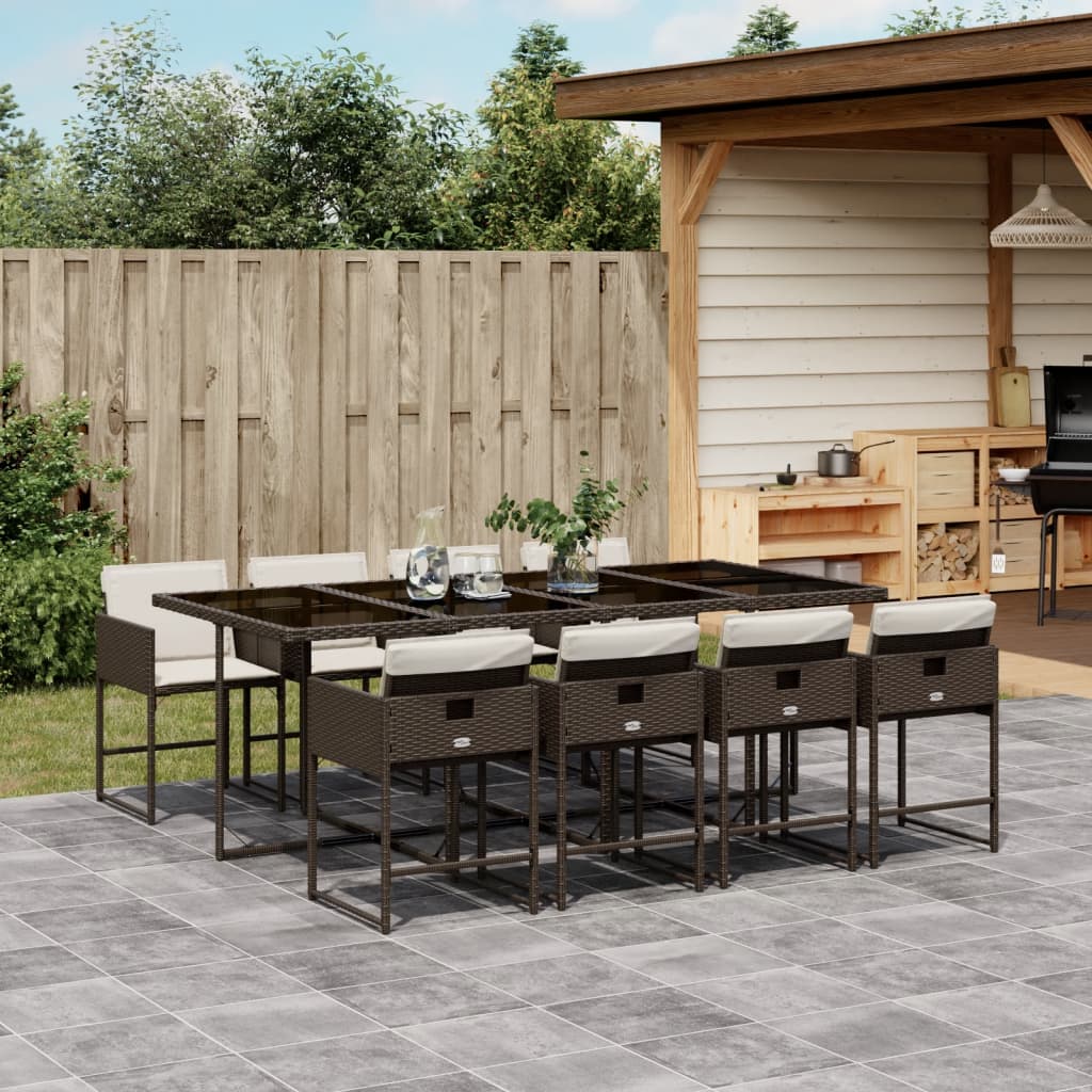Set da pranzo per giardino 8 sedie in polyrattan marrone 220 cm