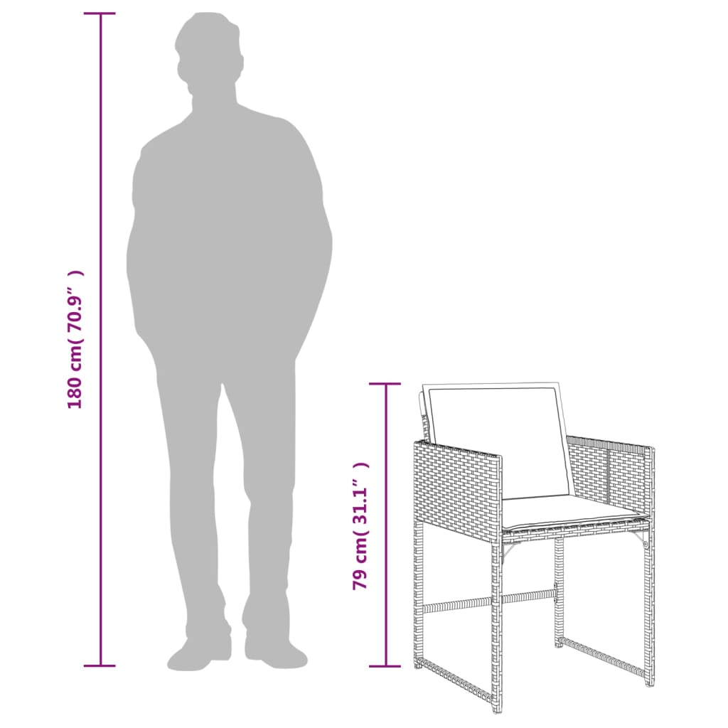 Set da pranzo per giardino 8 sedie in polyrattan marrone 220 cm