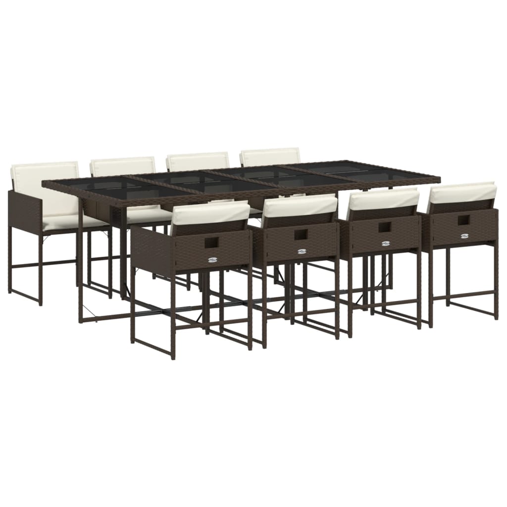Set da pranzo per giardino 8 sedie in polyrattan marrone 220 cm