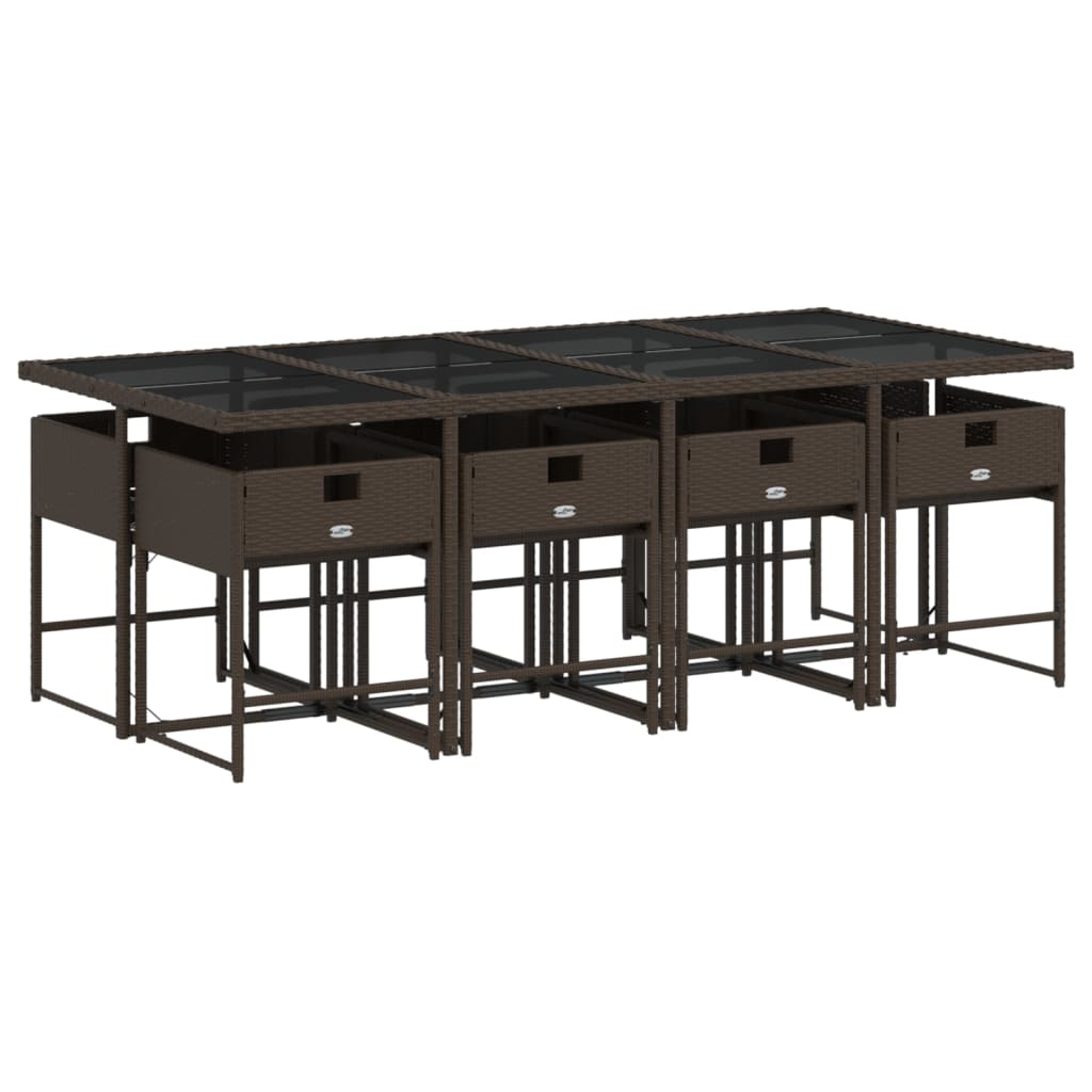 Set da pranzo per giardino 8 sedie in polyrattan marrone 220 cm