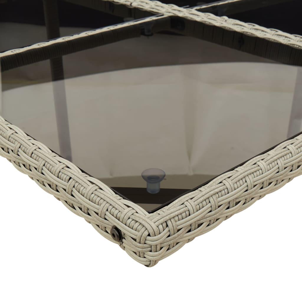 Tavolo con 8 Sedie Rattan PE Grigio Chiaro 220 cm