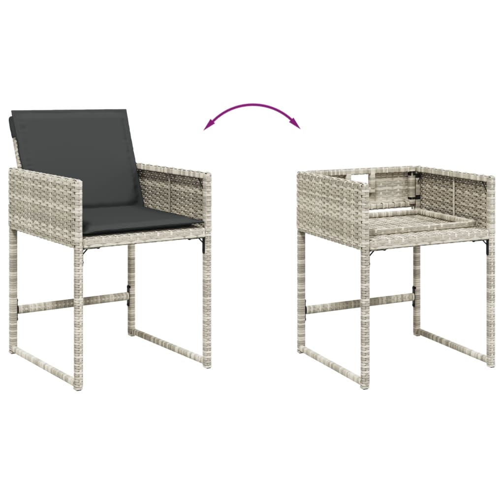 Tavolo con 8 Sedie Rattan PE Grigio Chiaro 220 cm