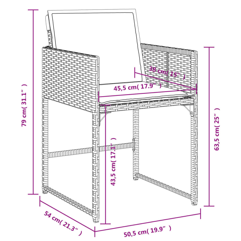 Tavolo con 8 Sedie Rattan PE Grigio Chiaro 220 cm