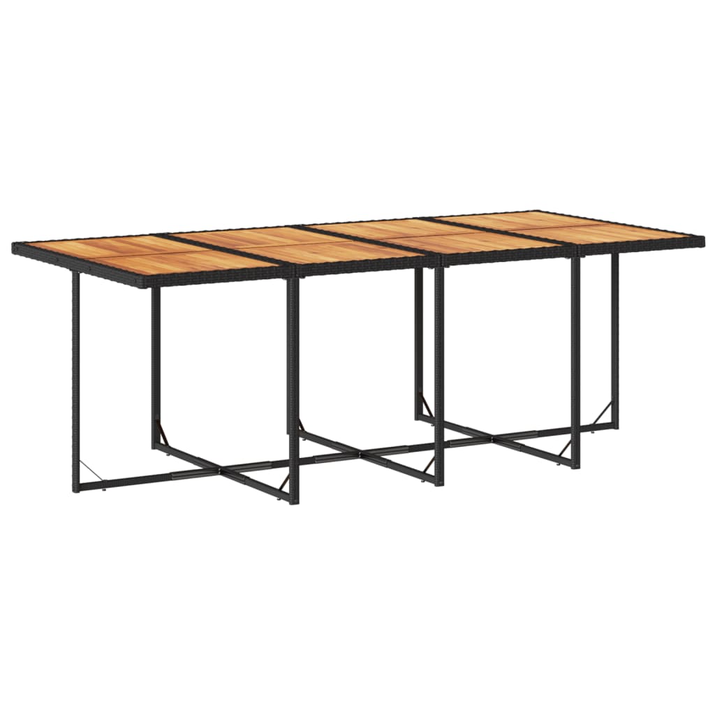 Salotto pranzo giardino 9 pz in polyrattan nero e cuscini