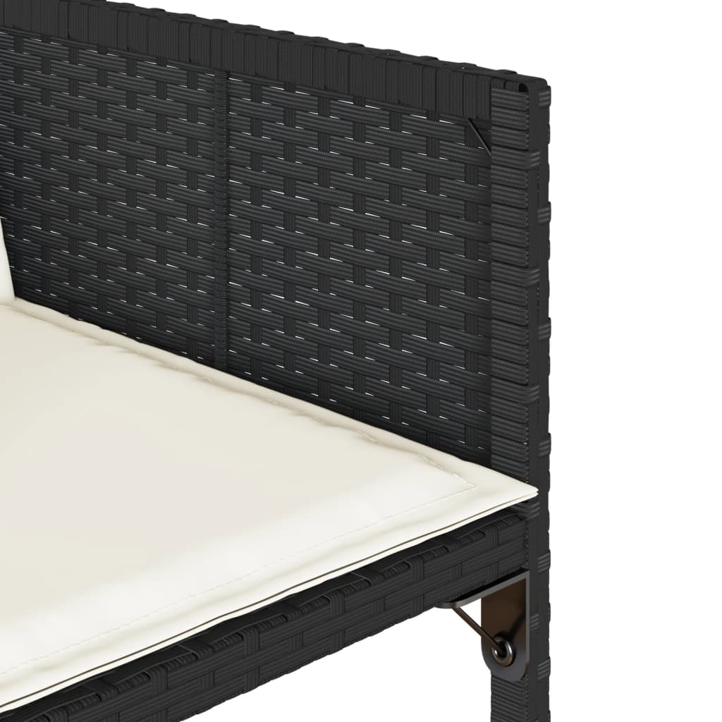 Salotto pranzo giardino 9 pz in polyrattan nero e cuscini