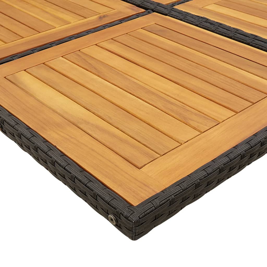Salotto pranzo giardino 9 pz in polyrattan nero e cuscini