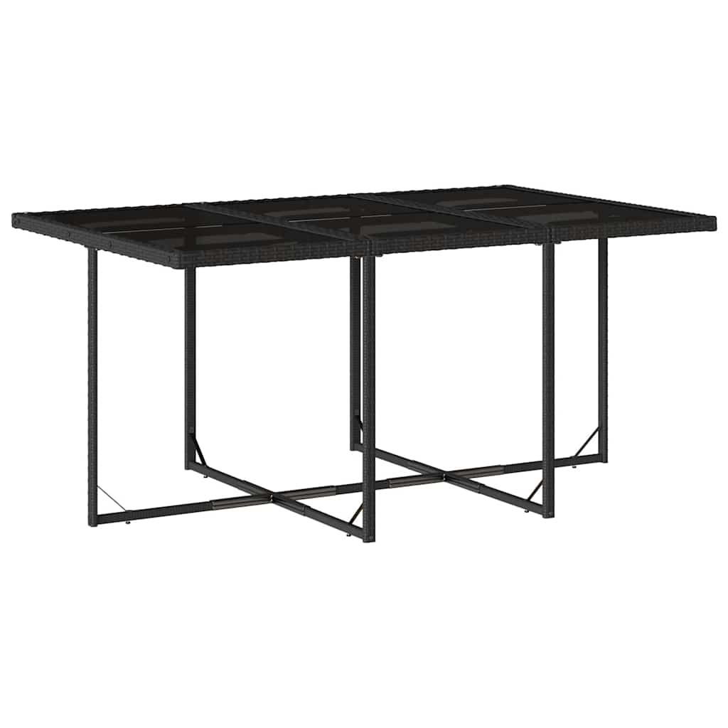 Set Tavolo e Sedie da Esterno in Polyrattan Nero, 11 pz