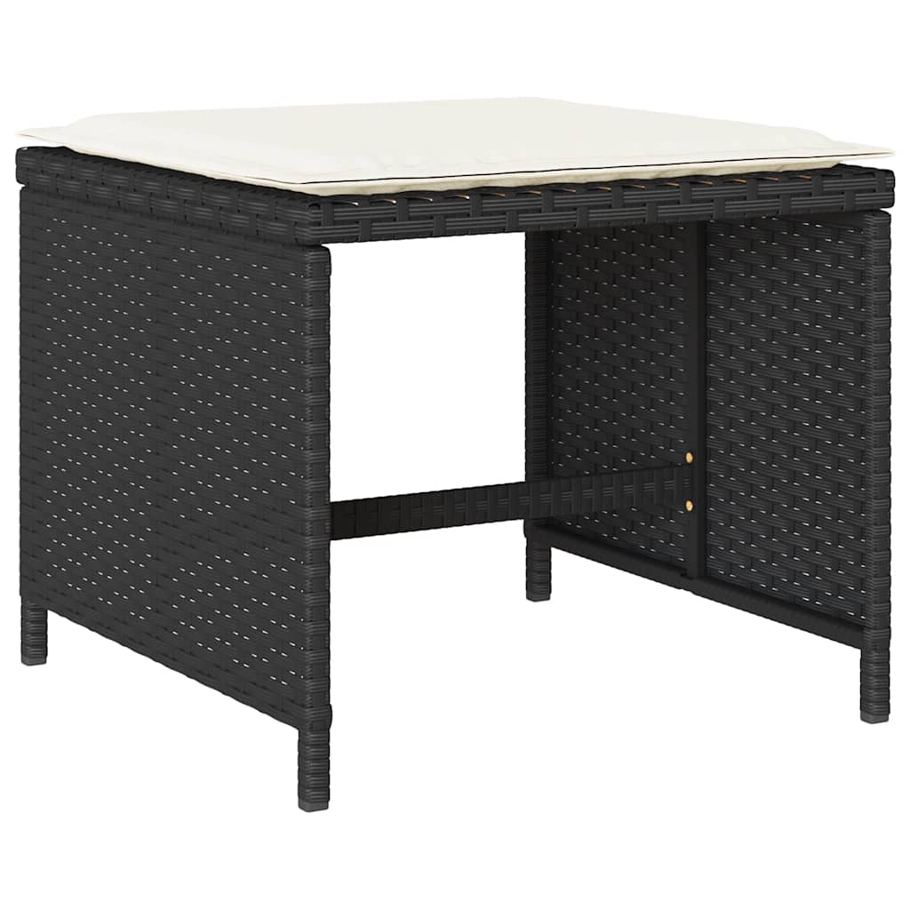 Set Tavolo e Sedie da Esterno in Polyrattan Nero, 11 pz