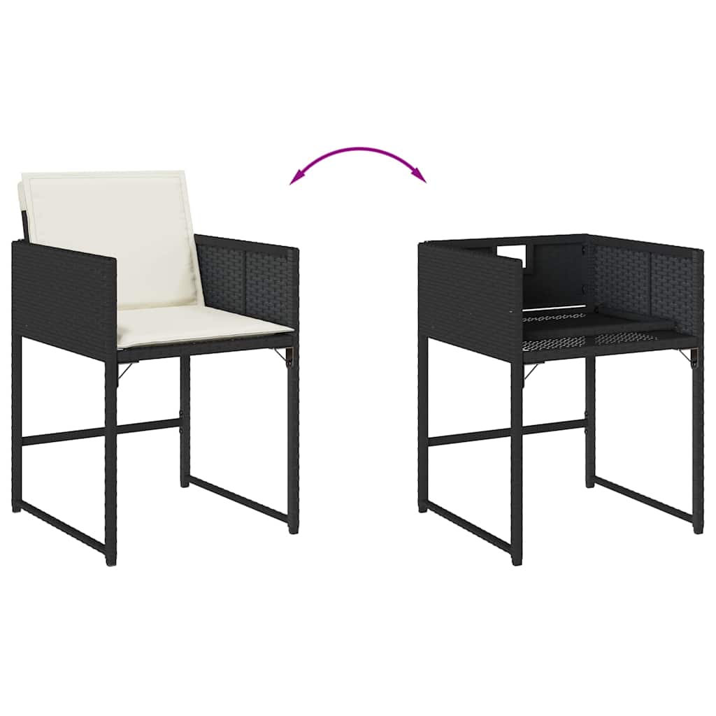 Set Tavolo e Sedie da Esterno in Polyrattan Nero, 11 pz