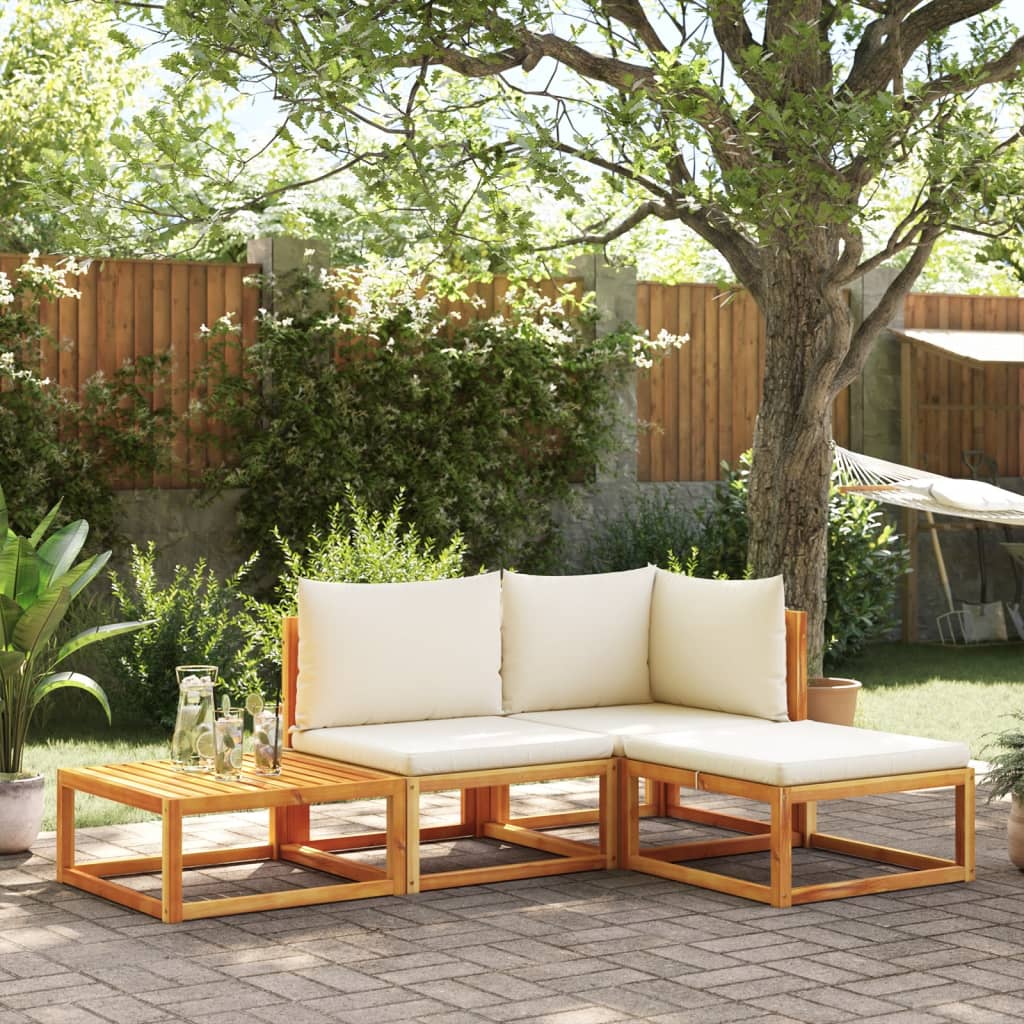 Set di divani da giardino 4 pz con cuscini in legno di acacia