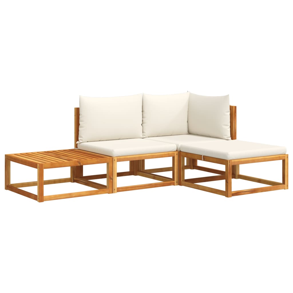 Set di divani da giardino 4 pz con cuscini in legno di acacia