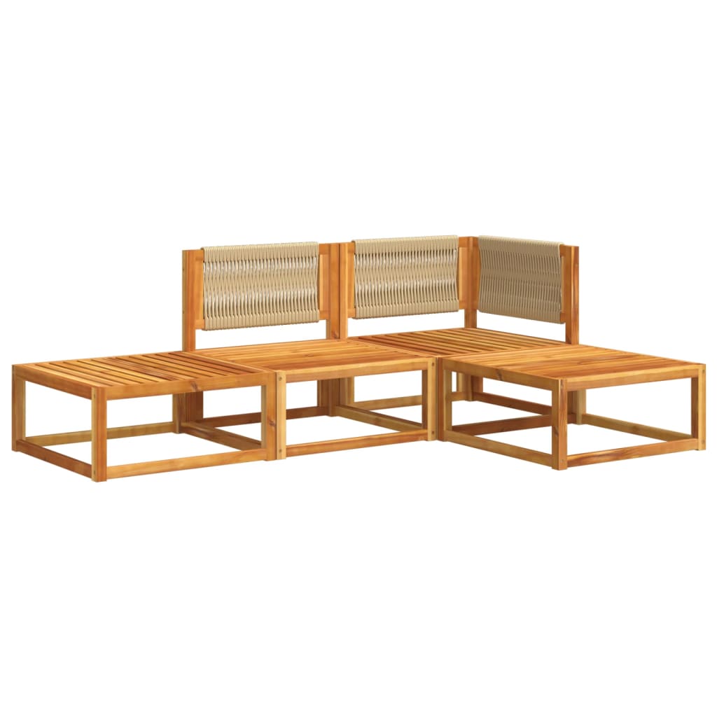 Set di divani da giardino 4 pz con cuscini in legno di acacia