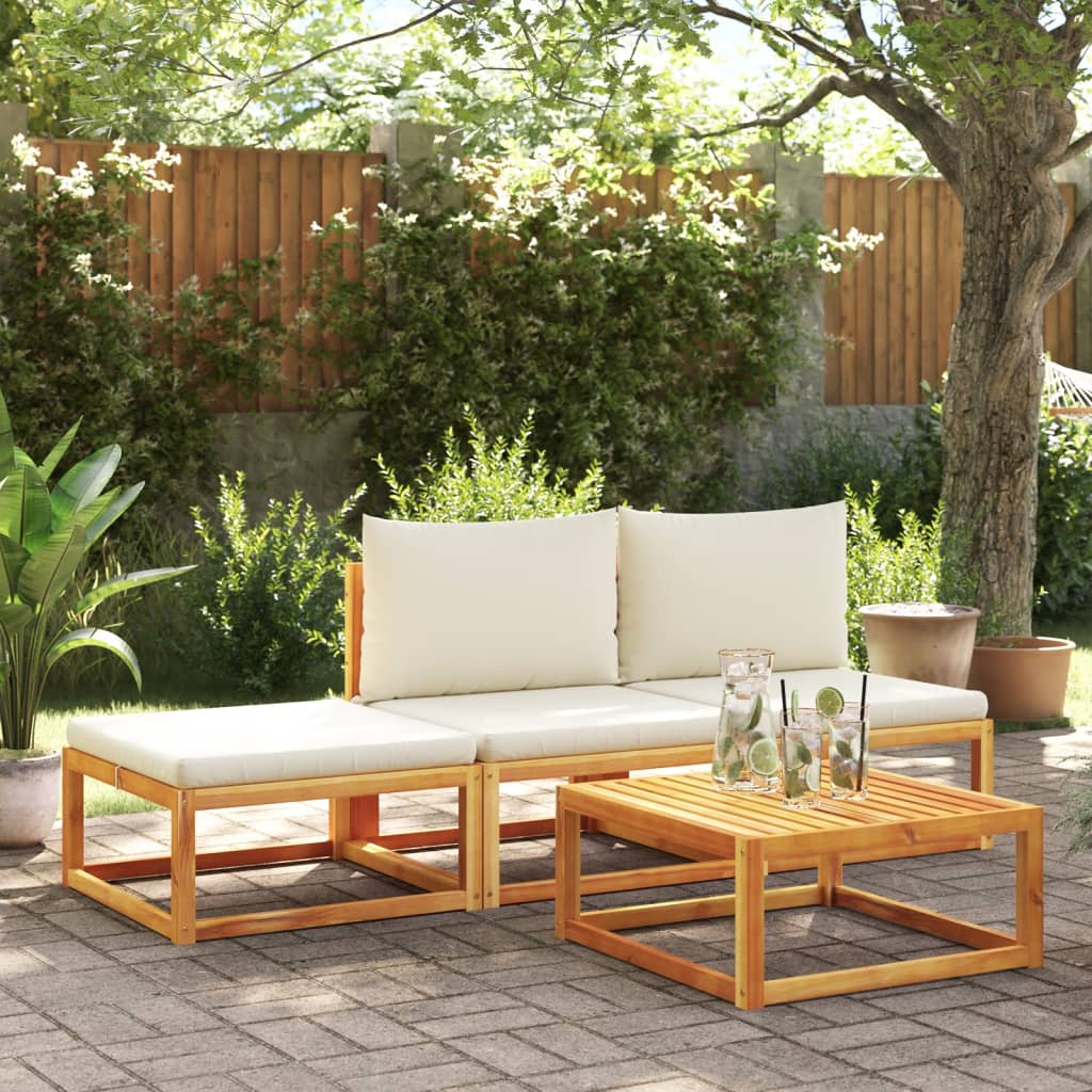 Set di divani da giardino 4 pz con cuscini in legno di acacia