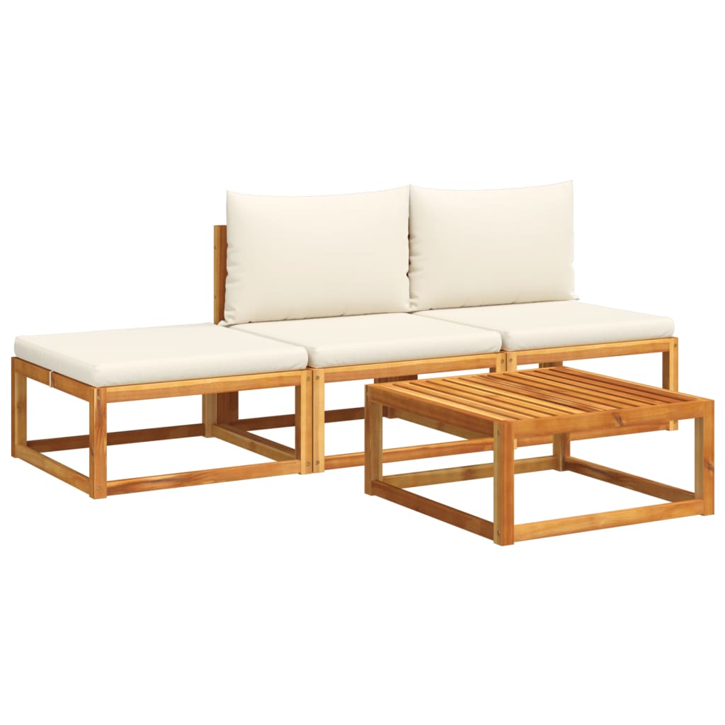 Set di divani da giardino 4 pz con cuscini in legno di acacia