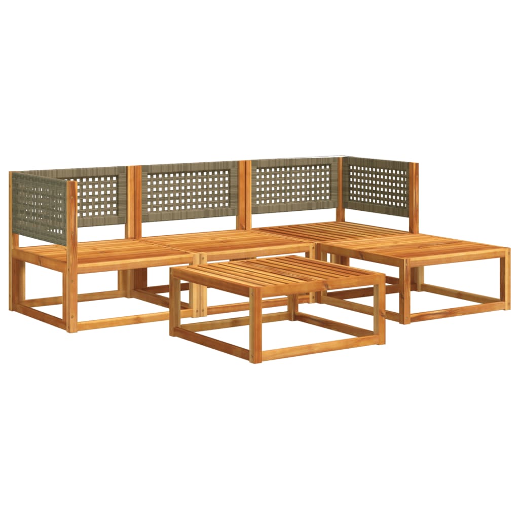 Set di divani da giardino 5 pz con cuscini in legno di acacia