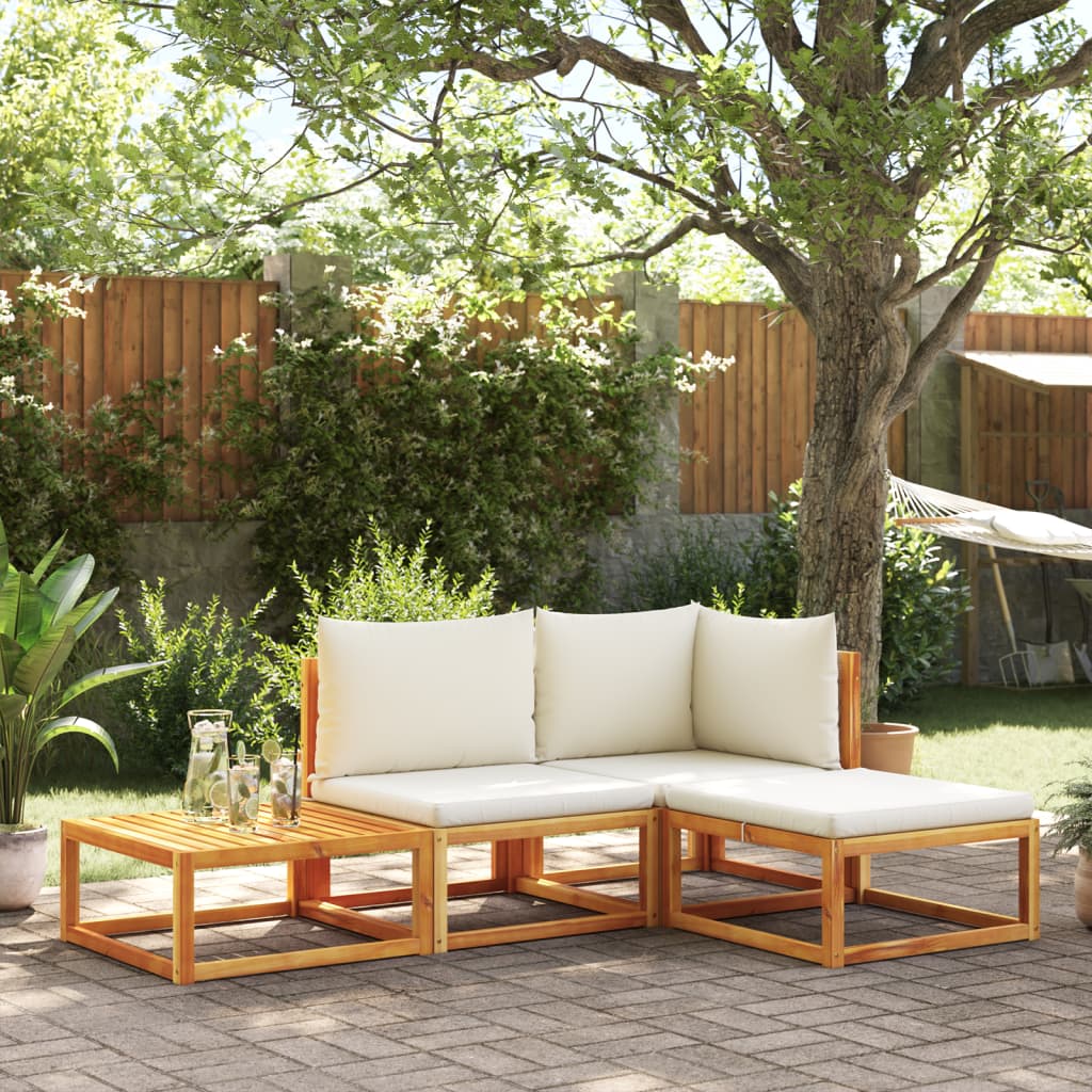 Set di divani da giardino 4 pz con cuscini in legno di acacia