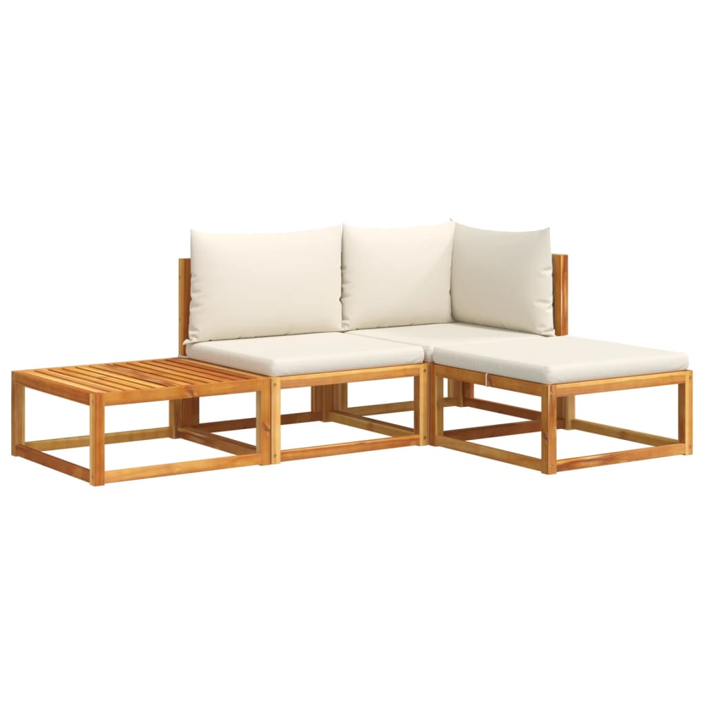 Set di divani da giardino 4 pz con cuscini in legno di acacia