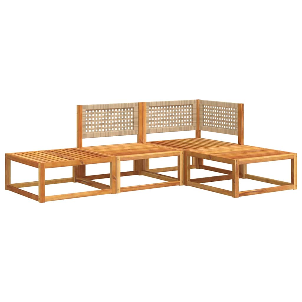 Set di divani da giardino 4 pz con cuscini in legno di acacia