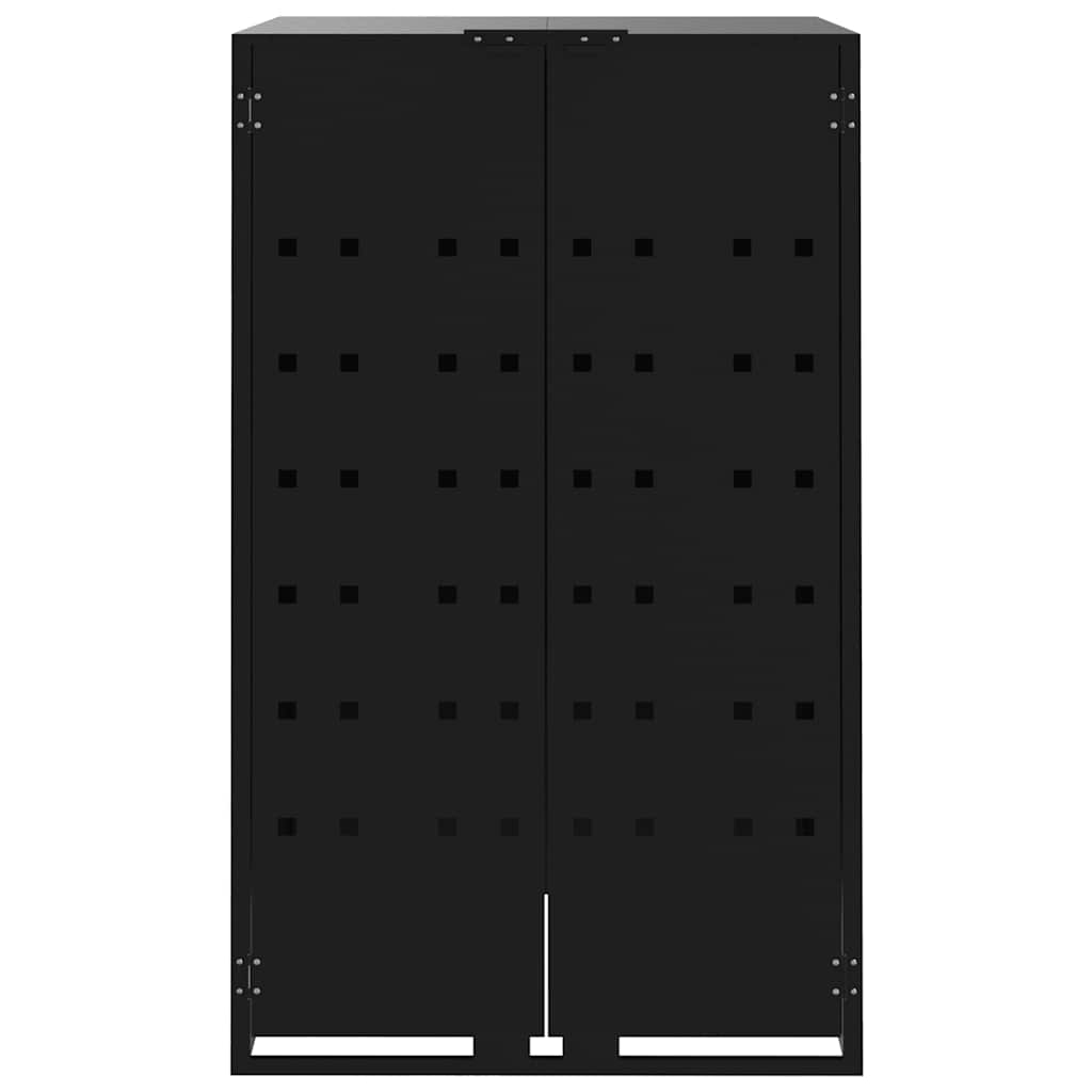 Copribidone con Ruote per 5 Bidoni Nera 345x79x117cm in Acciaio