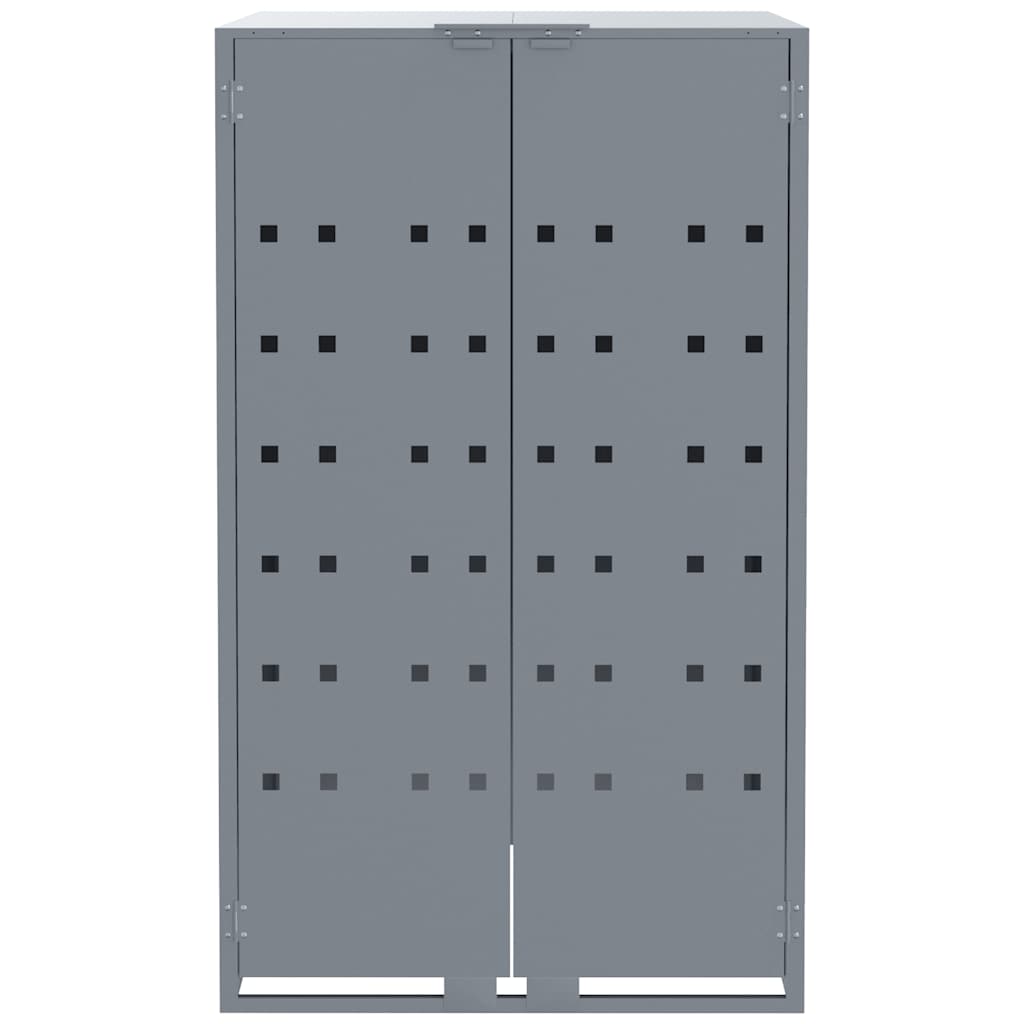 Copribidone con Ruote per 3 Bidoni Grigio 207x79x117cm Acciaio