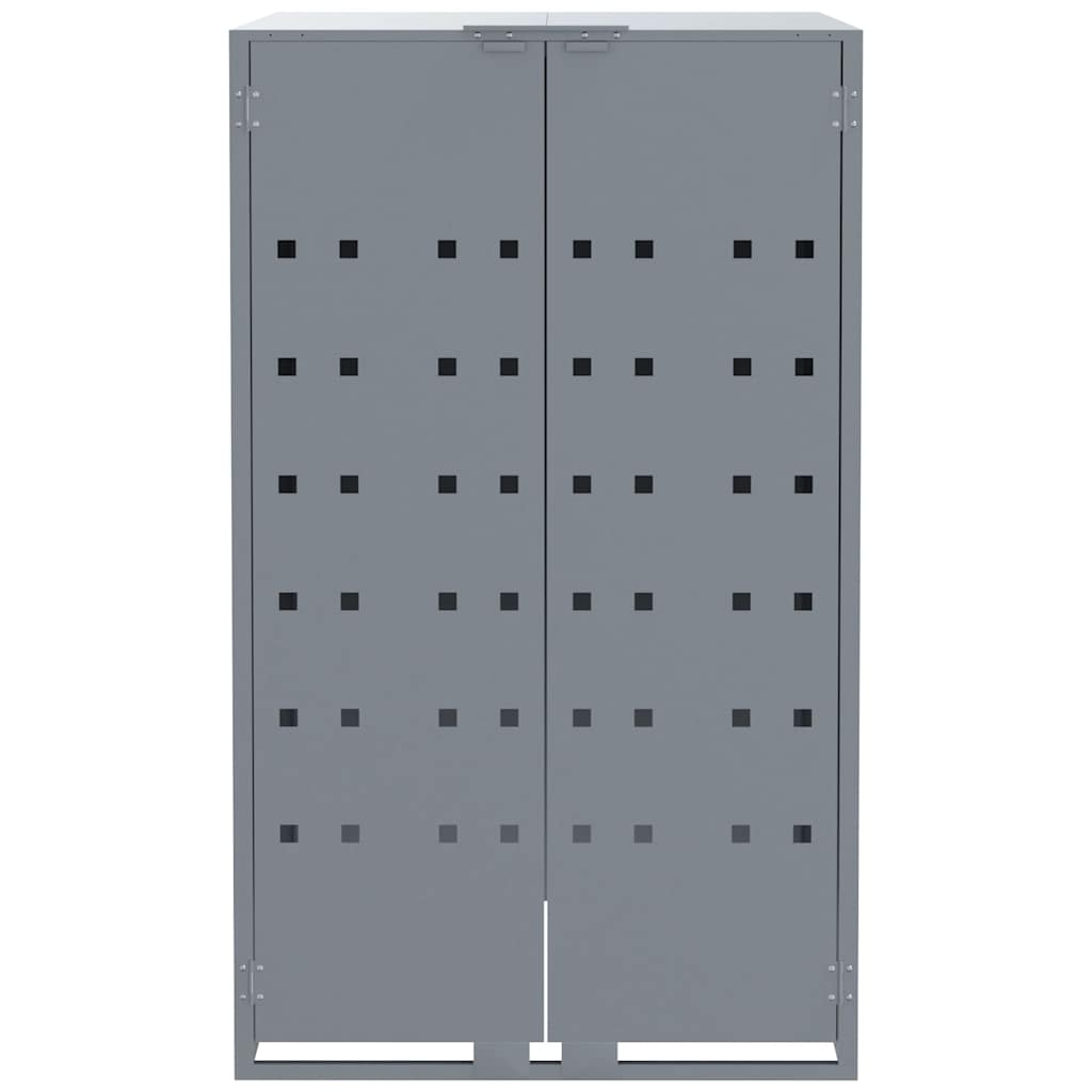 Copribidone con Ruote per 4 Bidoni Grigio 276x79x117cm Acciaio