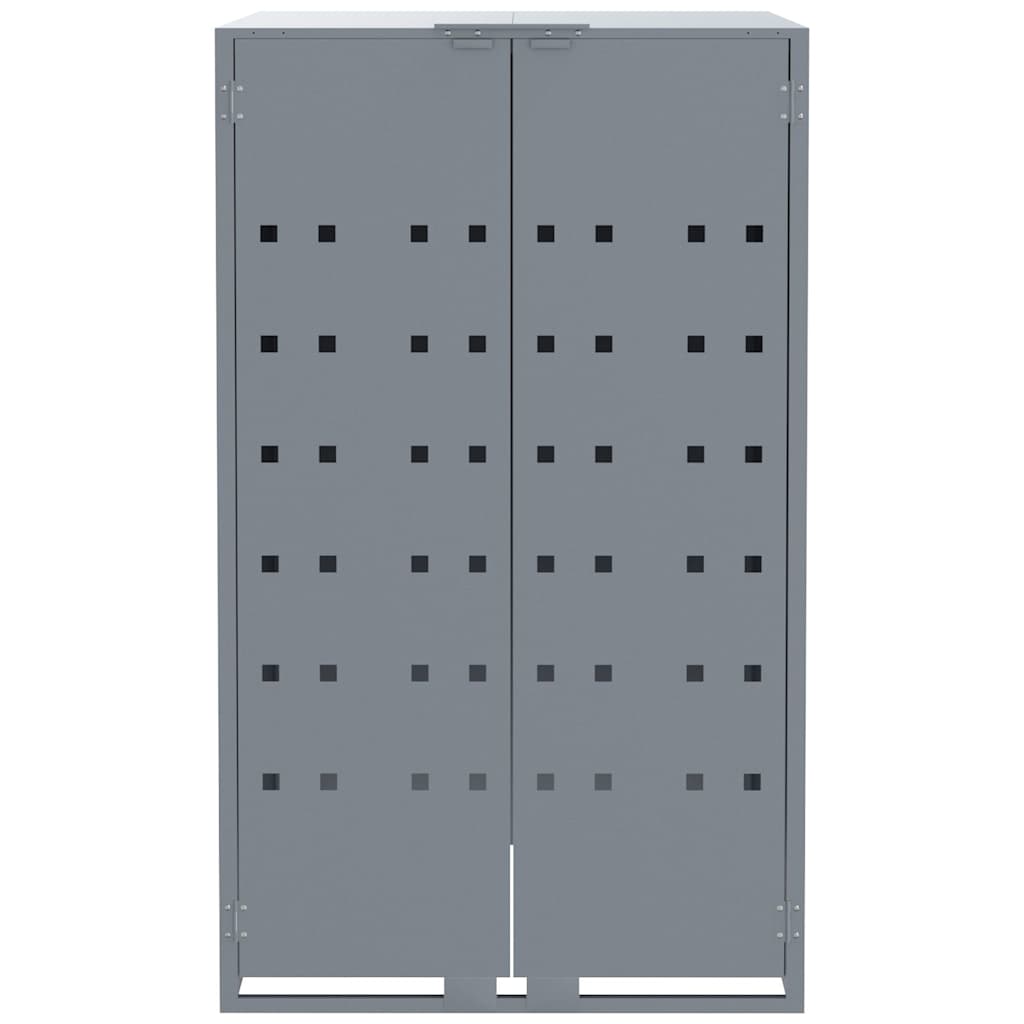 Copribidone con Ruote per 5 Bidoni Grigio 345x79x117cm Acciaio