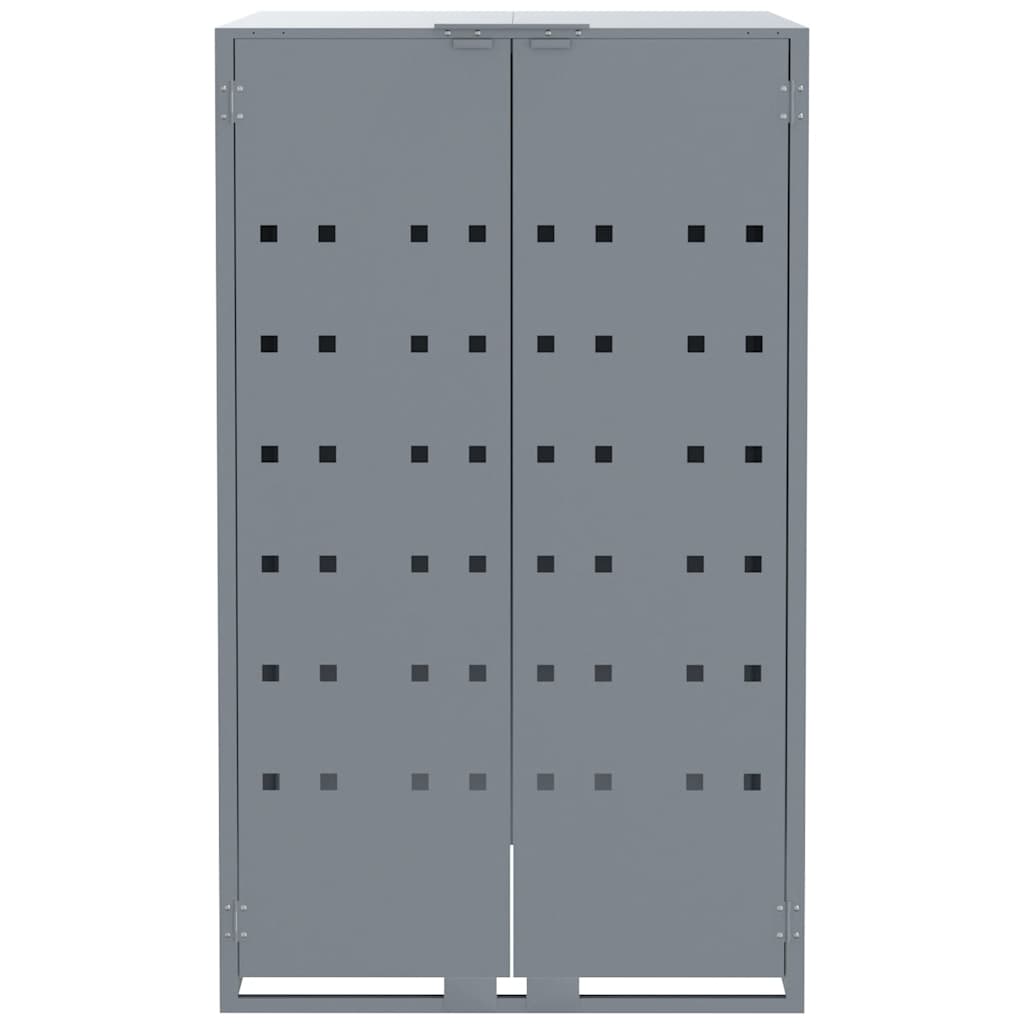 Copribidone con Ruote per 6 Bidoni Grigio 414x79x117cm Acciaio
