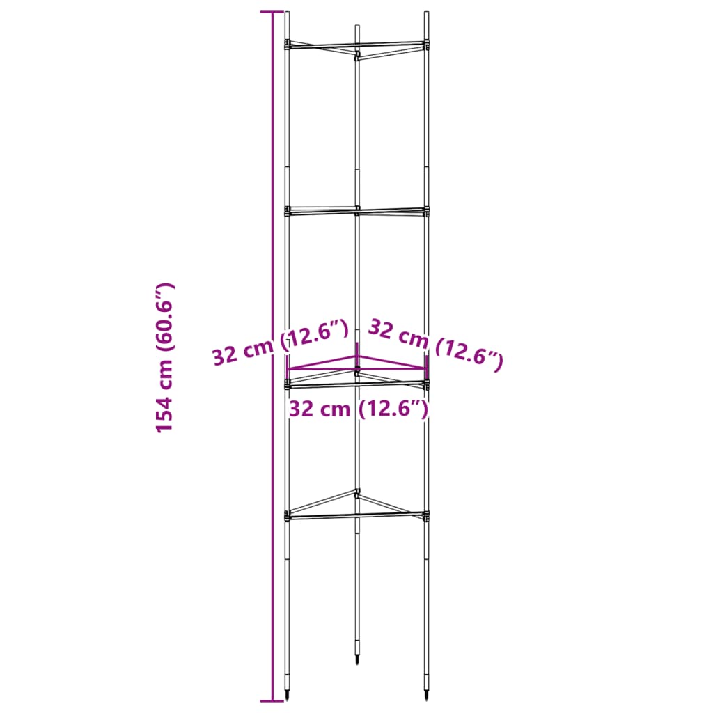 Sostegni per Pomodori 4pz 154 cm in Acciaio e PP