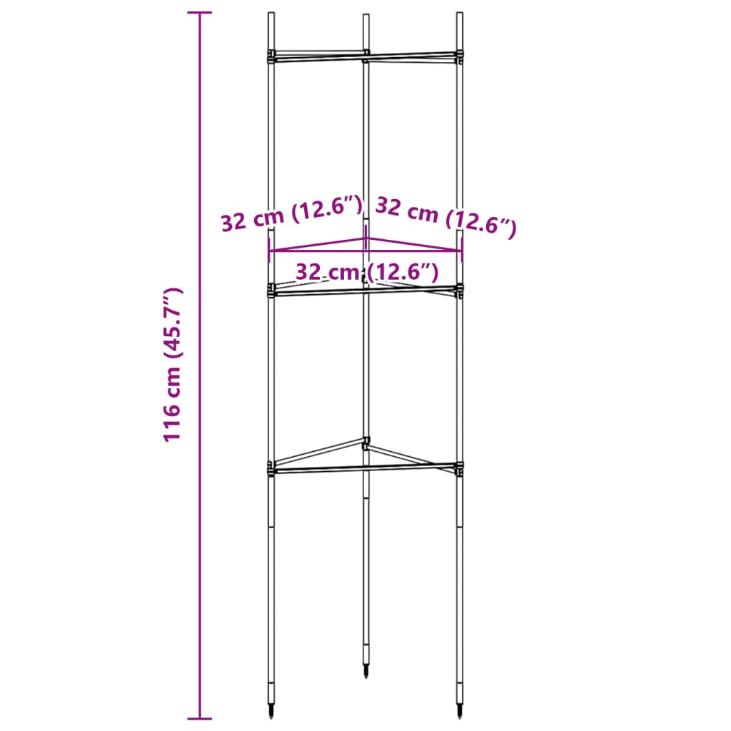 Sostegni per Pomodori 6pz 116 cm in Acciaio e PP