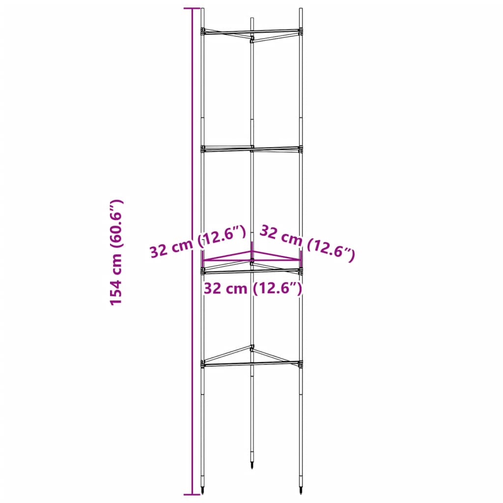 Sostegni per Pomodori 6pz 154 cm in Acciaio e PP