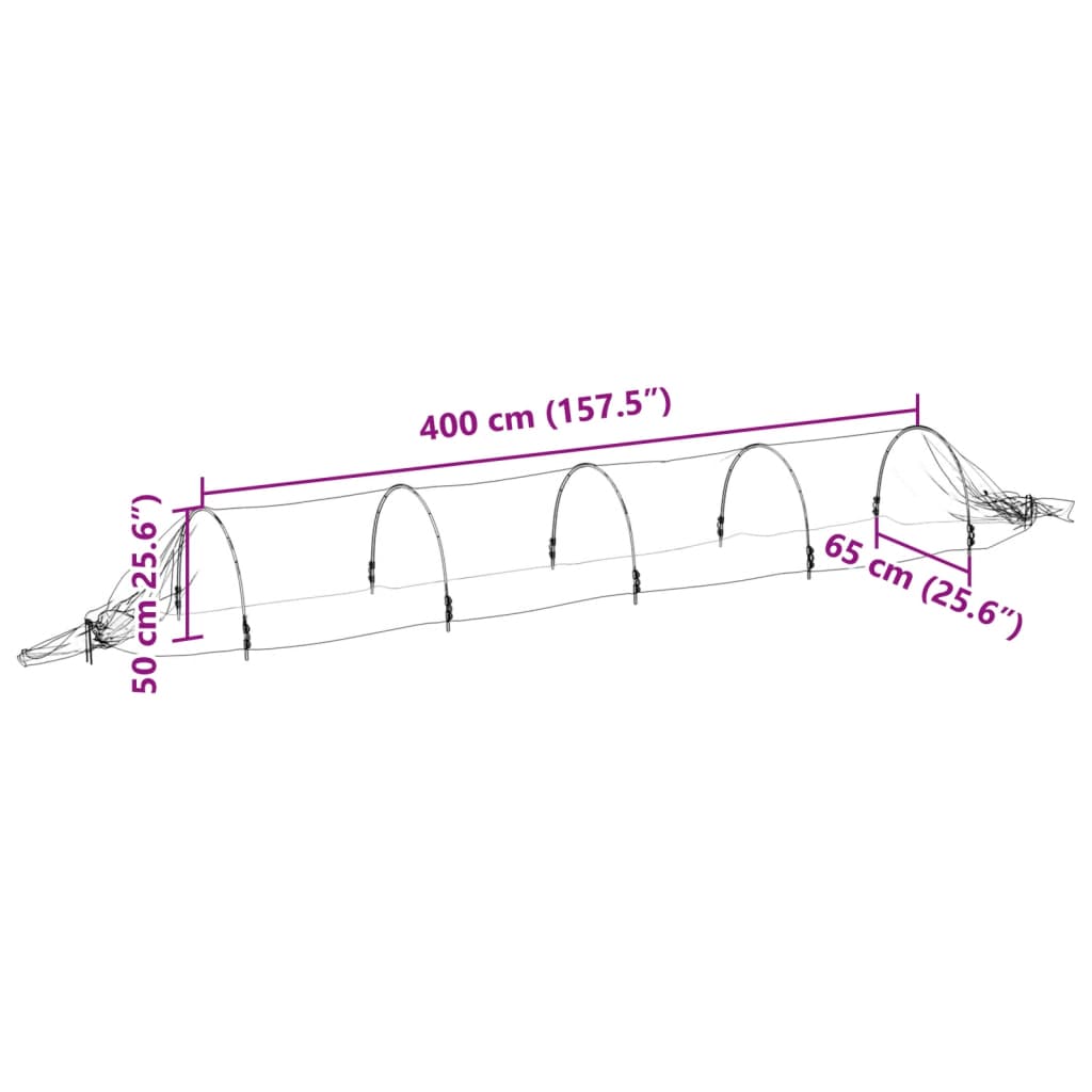 Tunnel in Rete 4pz 1,5x5 m in Fibra di Vetro e PP
