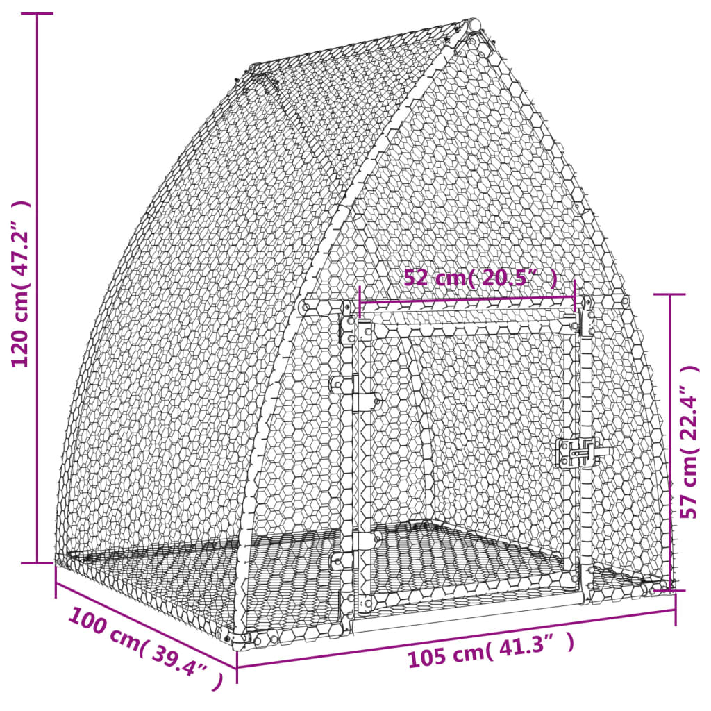 Conigliera Argento 105x100x120 cm in Acciaio Zincato