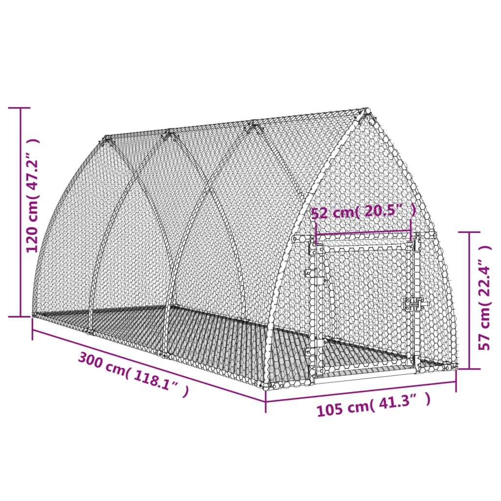 Conigliera Argento 105x300x120 cm in Acciaio Zincato