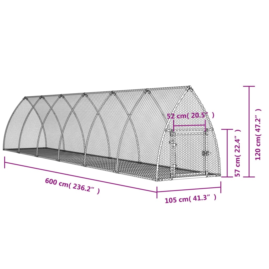 Conigliera Argento 105x600x120 cm in Acciaio Zincato