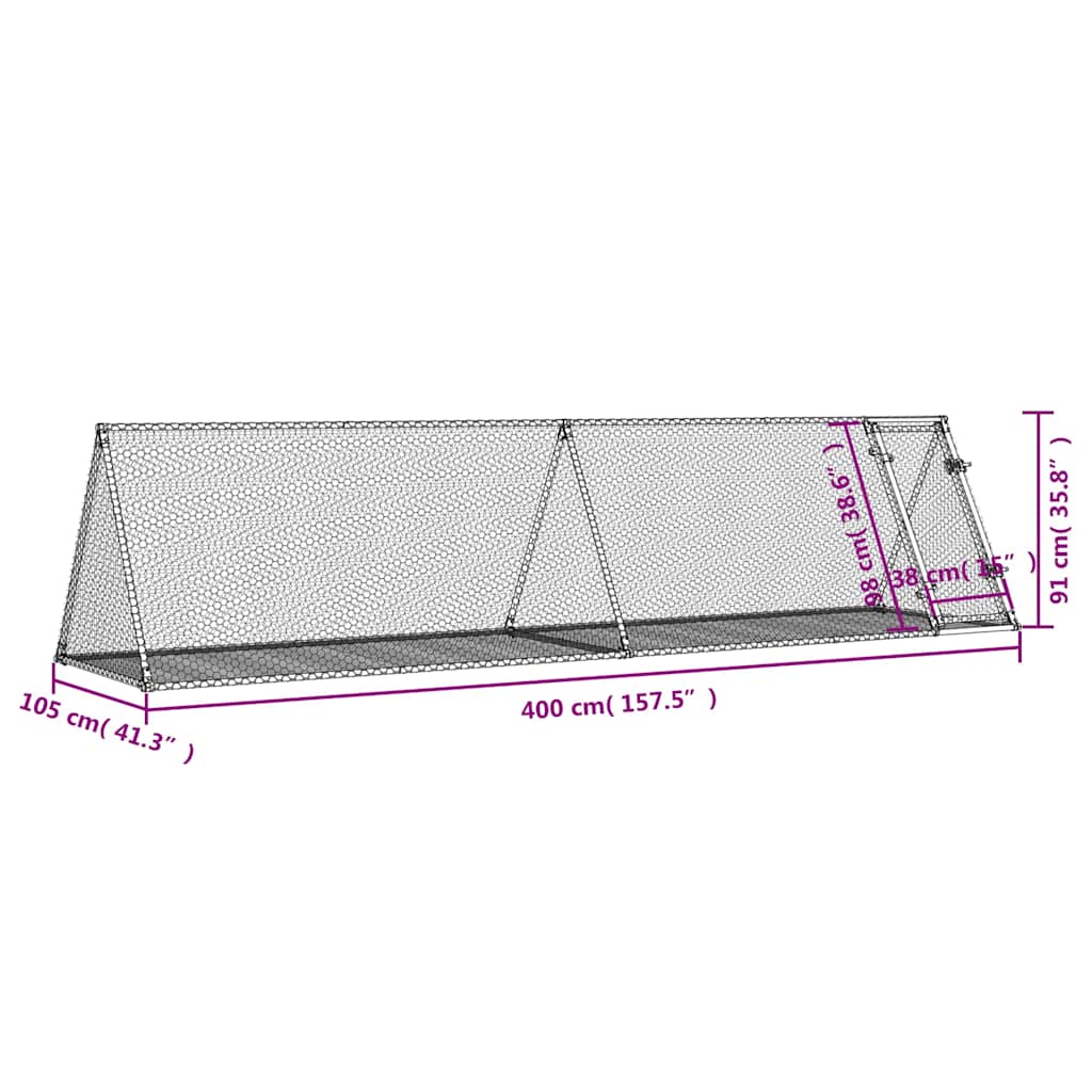 Conigliera Argento 400x105x91 cm in Acciaio Zincato